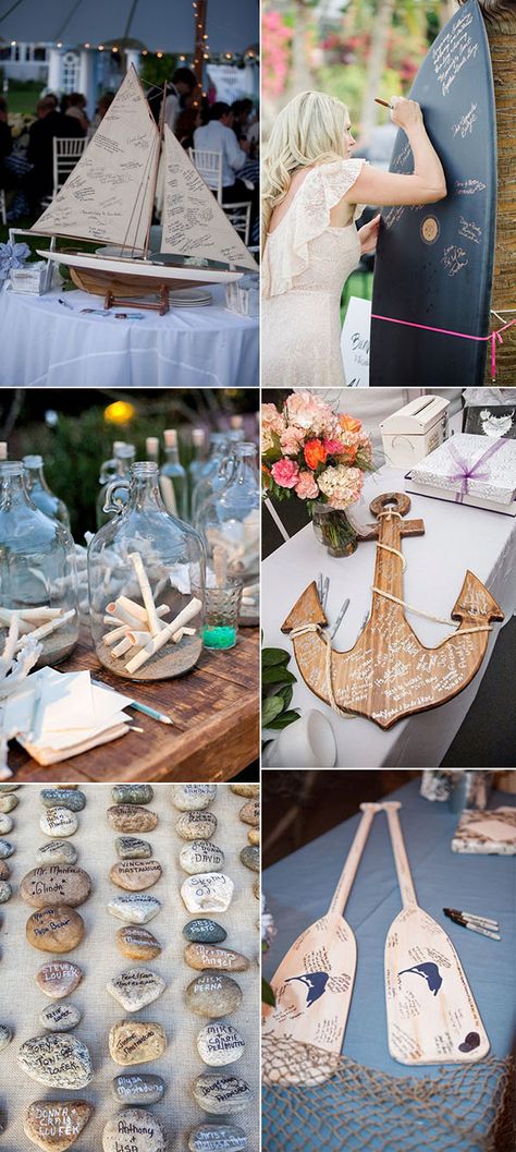 Me gusta la idea del velerito Wedding Guest Book Ideas, Guest Book Ideas, Nautical Wedding Theme, Sea Wedding, Beach Wedding Decorations, Beach Wedding Favors, Wedding Guest Book Alternatives, Nontraditional Wedding, Beach Theme Wedding