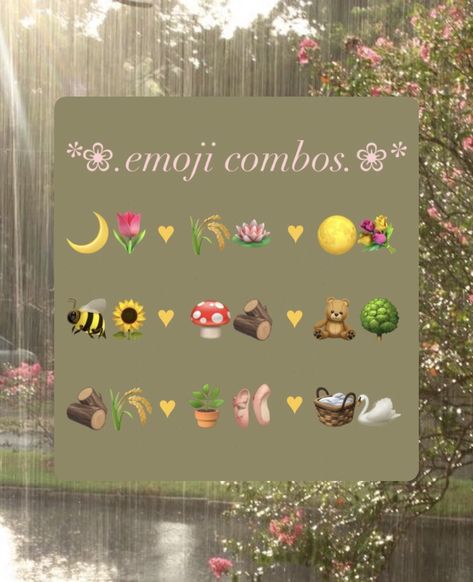 Spring Emojis Combos, Spring Emojis, Nature Emoji Combo, Combo Emoji, Cute Emoji Combinations, Emoji Combos, Bios Para Instagram, Witty Instagram Captions, Blue Emoji