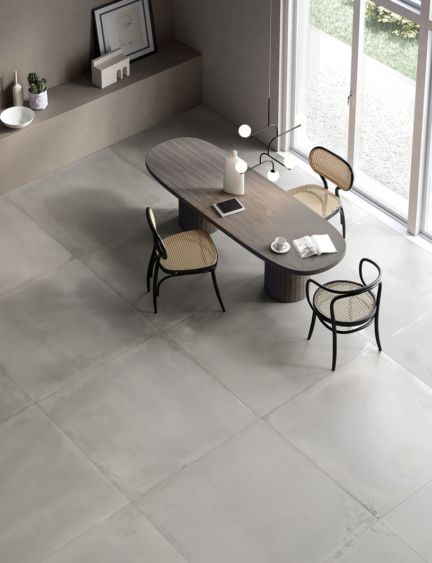 Porcelain Tiles - Scandinavian Design | Terratinta Ceramiche Concrete Floors In House, Grey Floor Tiles, Grey Dining Room, Tile Trends, Grey Tiles, Style Tile, Wet Rooms, Kitchen Tiles, Concrete Floors