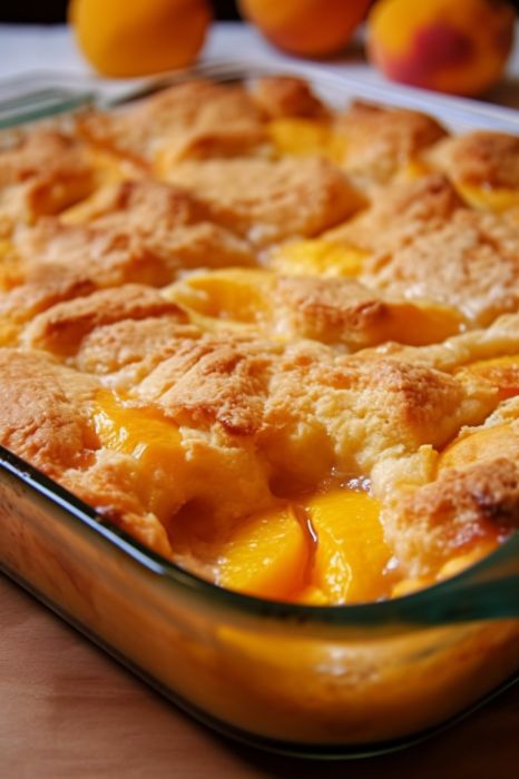 oven-baked peach cobbler! - Delicious Dinner Easy Peach Cobbler Recipe, Easy Peach Cobbler, Cobbler Topping, Peach Dessert, Peach Dessert Recipes, Baked Peach, Berry Cobbler, Peach Cobbler Easy, Peach Desserts