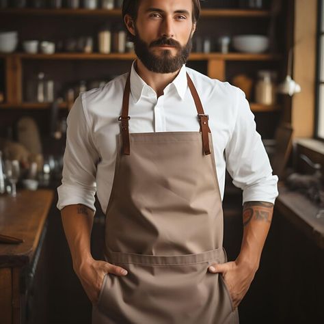 Gimi Totori | Freepik Chef Uniform Aesthetic, Uniform Aesthetic, Waitress Outfit, Jacket Mockup, Waiter Uniform, Uniform Jacket, Chef Uniform, Mockup, Apron