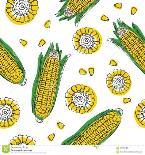 Corn On The Cob Illustration, Corn Illustration Design, Corn Illustration, Group Background, Corn Drawing, Its Corn, Corn Painting, Corn Vegetable, Corn Design