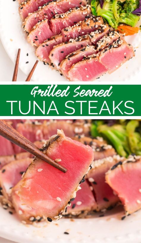 Grilled Ahi Tuna Recipe, Grilled Ahi Tuna, Tuna Steak Marinade, Pan Seared Tuna Steak, Tuna Marinade, Seared Ahi Tuna Recipe, Grilled Tuna Steaks Recipes, Honey Marinade, Fresh Tuna Recipes