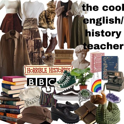 Teacher Academia Aesthetic, English Teacher Style, Cosy Academia Outfits, English Student Aesthetic Outfit, English Teacher Outfit Aesthetic, Dark Academia Teacher Outfit, Author Aesthetic Outfits, History Teacher Aesthetic Outfits, English Major Aesthetic Outfit