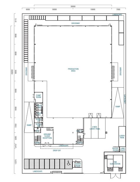 TYPE B 1½ STOREY DETACHED FACTORY | Johor Industrial Park | Industrial Property In Iskandar Malaysia Warehouse Blueprints, Factory Design Industrial Layout, Factory Design Industrial, Warehouse Layout Floor Plans, Factory Plan, Factory Layout, Industrial Hall, Warehouse Interior, Sheet Metal Roofing