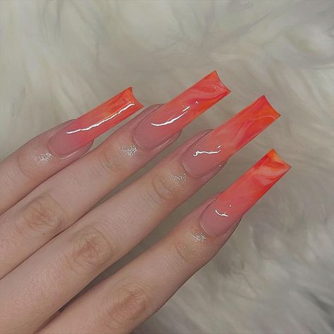 40 Trendy Nail Ideas to Inspire You Black Orange Nails, Old Nail Designs, Orange Ombre Nails, Long Acrylic, Trendy Nail, Diamond Nails, Marble Nails, Acrylic Nails Coffin, Nails Coffin