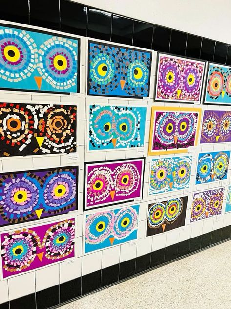 Elementary Art Rooms, Elementary School Art, Animal Art Projects, 2nd Grade Art, Fall Art Projects, Winter Art Projects, 3rd Grade Art, Mosaic Art Projects, Creation Art