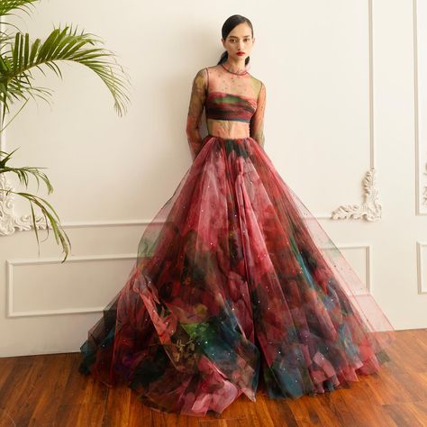 A romantic ode to the winter season. Enchanting tulle gowns from the Gauri & Nainika Fall Winter 2023 line. Mona is wearing a pink… | Instagram Tulle Gowns, Hydrangea Print, Pink Instagram, Pink Hydrangea, Tulle Gown, Indian Wedding Dress, Winter 2023, Dress Ideas, Couture Collection