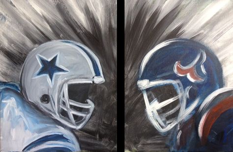 Couples football painting. Nfl Painting, Football Drawings, Couples Football, Painting Football, Football Painting, Couples Painting, Football Paintings, Football Canvas, Sports Painting