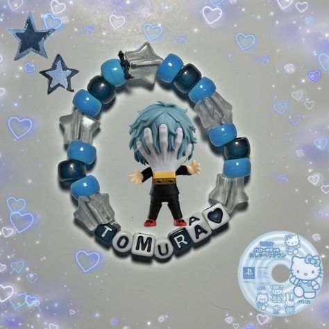 My Hero Academia Bracelet, Mha Bracelet Ideas, Kny Bracelets, Candie Bracelets, Anime Bracelet Ideas, Mha Tomura Shigaraki, Mha Bracelet, Anime Bracelet, Kandi Cuff Patterns