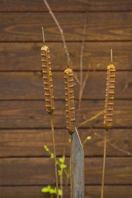 cattails by sweber4507, via Flickr Rhone Street Gardens Metal Sculpture Artists, Welding Art Projects, Metal Tree Wall Art, Metal Welding, Metal Yard Art, Metal Garden Art, Junk Art, Steel Sculpture, Metal Tree