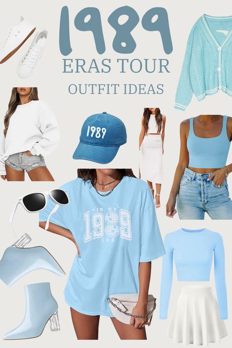 eras tour, taylor swift concert outfit ideas, fashion and styling, 1989 era, white summer outfit, blue summer outfit 1989 Taylor Swift Concert Outfit Ideas, Taylor Swift Concert Outfits 1989, Taylor Swift Eras Tour Outfits 1989, 1989 Eras Tour Outfit Ideas, 1989 Outfits Ideas, 1989 Era Outfits, Taylor Swift Outfits Concert Ideas, Eras Tour 1989 Outfit, 1989 Taylor Swift Aesthetic Outfits