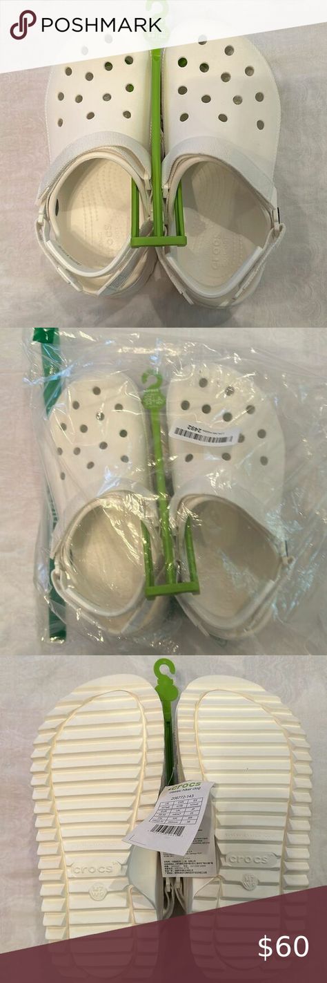 COPY -Crocs Classic Hiker Clog W9M7 White Unisex White Platform Crocs, Crocs Classic Hiker Clog, Platform Crocs, Hiker Style, White Platform, Croc Charms, Velcro Straps, My Collection, Clogs