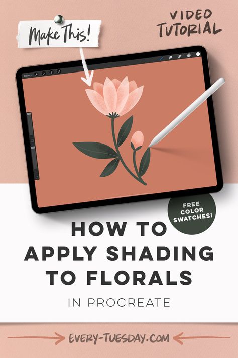 Procreate Floral Drawing, How To Create Digital Art, Procreate Art Tutorials, Procreate Tutorial Beginner, Shading Procreate, Procreate Resources, Procreate Floral, Procreate Designs, Procreate Inspiration