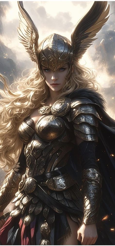 Valkyrie Art Norse, Valkyrie Photoshoot, Viking Warrior Woman Art, Valkyrie Fantasy Art, Angel Warrior Female Goddesses, Fantasy Valkyrie, Female Viking Art, Female Angel Warrior, Freya Valkyrie