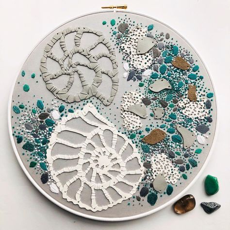 S T A C E Y J O N E S (@bystaceyjones) • Instagram photos and videos Jurassic Coast, Metallic Yarn, My Photos, Metallic Thread, Hand Embroidery, Handmade Items, Etsy Gift Card, Yarn, Embroidery