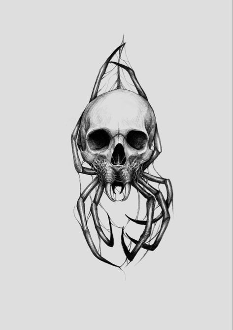 skeleton spider tattoo sketch digital art black work 타투 블랙워크 Creepy Spider Tattoo, Spider Tattoo Sketch, Spider Skull Tattoo, Skull Spider Tattoo, Spider Tattoo Design, Sketch Digital Art, Spider Web Drawing, Tattoo Ideas Males, Cyberpunk Tattoo