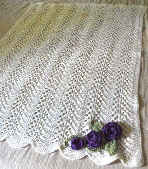 Feather Dolls Blankets, Feather Crochet, Crochet A Baby Blanket, Blankets Knit, Crochet Baby Blanket Patterns, Baby Blanket Patterns, Knit Afghan Patterns, Lace Baby Blanket, Knit Baby Blanket Pattern Free