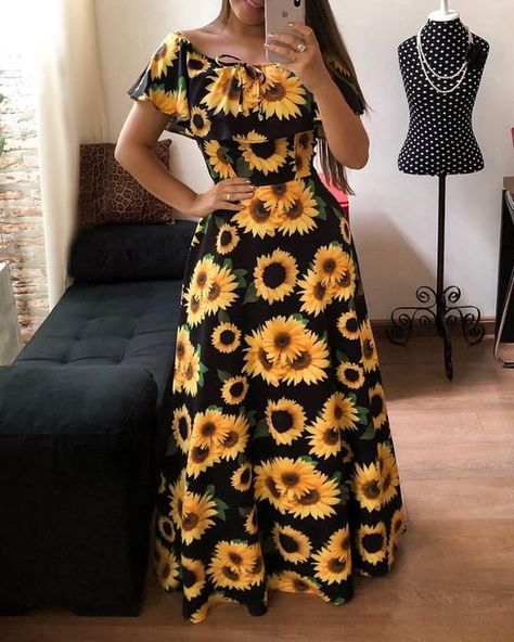 T01P0396770792-a43a-427b-b366-54b8aea57458 Birthday Dress For Kids, Dress For Kids, Sunflower Dress, Causal Dresses, Beautiful Dress Designs, Floral Outfit, Dress Flower, Birthday Dress, Sunflower Print