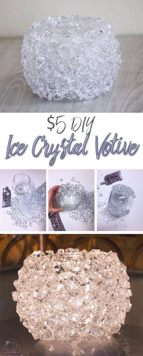 Diy Crystal Crafts, Diy Dollar Tree Decor, Home Decor On A Budget, Ice Crystals, Craft Room Decor, Dollar Tree Decor, Dollar Tree Diy Crafts, Decor On A Budget, Winter Home