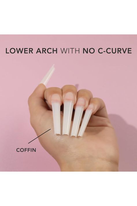 Kiara Sky Professional Nails Non C Curve Nail Tips (Non C-Curve Nail Tips XXL - Coffin - Natural) Kiara Sky, Curved Nails, Nail Bed, Coffin Shape, Dip Powder, Nail Extensions, Professional Nails, Natural Shapes, Coffin Nails