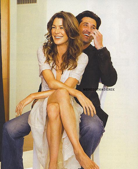 Ellen Pompeo and Patrick Dempsey Derek Meredith, Ellen Pompeo Patrick Dempsey, Derek And Meredith, Meredith And Derek, Derek Shepherd, Grey Anatomy Quotes, Anatomy Quote, Grey Anatomy, Patrick Dempsey