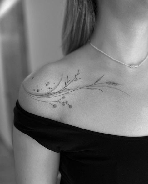 Root System Tattoo, Collarbone Shoulder Tattoos For Women, Small Tattoos Upper Arm, Birds On Shoulder Tattoo, Wrap Around Tattoo Shoulder, Symmetrical Collarbone Tattoo, Shoulder Wrap Tattoo Women, Faded Tattoos Before And After, Between Shoulder Blade Tattoo