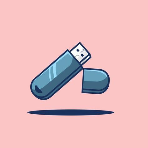 Usb storage cute cartoon vector | Premium Vector #Freepik #vector #computer Evolution Cartoon, Storage Cute, Random Objects, Mouse Illustration, Mouse Icon, Usb Storage, Space Text, Illustration Story, Technology Icon