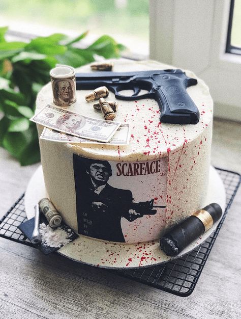 Bf Cake Ideas, Cake Ideas For Boyfriend Birthday, Boyfriend Cake Ideas, Unique Birthday Cake For Boyfriend, Scarface Cake, Boyfriend Birthday Cake Ideas, Scarface Party, Boyfriend Birthday Cake, Birthday Cake For Boyfriend