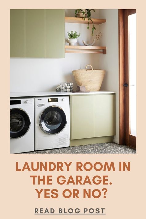 Laundry room in garage. Move Laundry Room To Garage, Convert Garage To Laundry Room, Laundry Area In Garage, Laundry Room In The Garage, Laundry In Garage, Garage Laundry Area, Courtney Adamo, Converted Garage, Garage Laundry