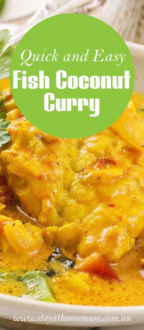 Curried Fish Recipes, Fish Coconut Curry, Coconut Curry Fish Recipe, Fish Curry Recipe Coconut, Curry Fish Recipes, Coconut Curry Fish, Easy Fish Curry Recipe, Curried Fish, Coconut Fish Curry