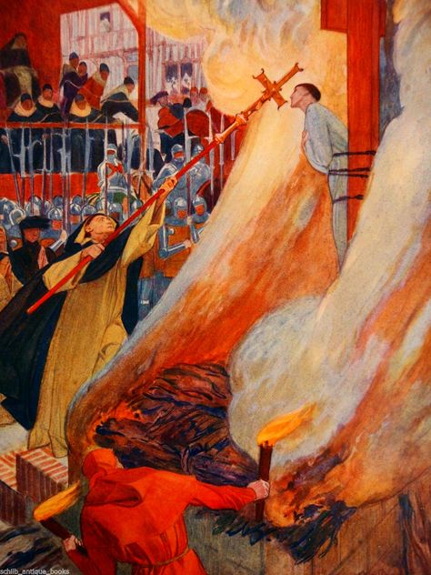 Joan of Arc burnt at the stake Joan Of Arc At The Stake, Joan Arc, Burnt At The Stake, Owain Glyndŵr, Burned At The Stake, Saint Art, Medieval Era, Saint Joan Of Arc, Mountain Goats