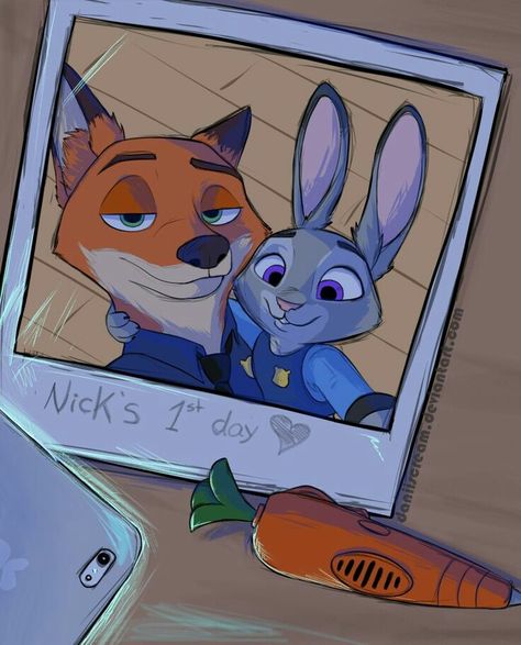 Zootopia Fanart, Zootopia Nick And Judy, Zootopia Comic, Zootopia Art, Nick And Judy, Nick Wilde, Disney Zootopia, Pinturas Disney, 1st Day