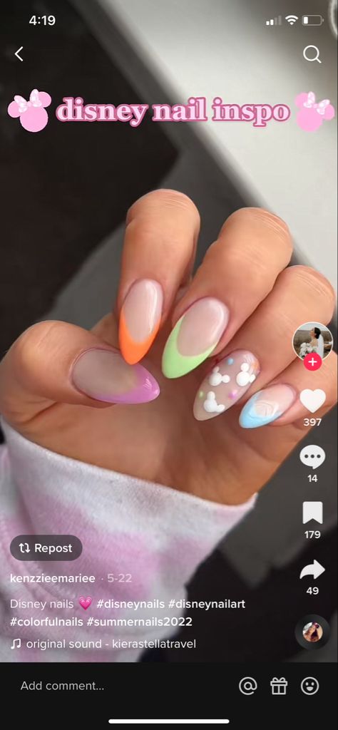 Disney Nails Pastel, Disney Nails Spring, Cute Disney Nail Ideas, Neon Disney Nails, Disney Up Nails, Bright Disney Nails, Disney Spring Nails, Colorful Disney Nails, Disney Birthday Nails