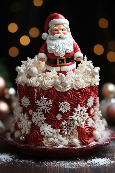 Easy Christmas Cake Recipe, Different Kinds Of Cakes, Christmas Cakes Easy, Christmas Themed Cake, Christmas Holiday Cake, Fantasy Cake, Christmas Cake Designs, Christmas Cake Recipes, Tasty Chocolate Cake