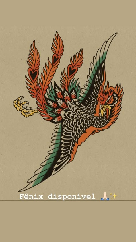 Traditional Pheonix Tattoo Designs, American Traditional Phoenix Tattoo, Japanese Peacock Tattoo, Phoenix Tattoo Traditional, Traditional Phoenix Tattoo, Japanese Phoenix Tattoo, Phoenix Drawing, Trad Flash, Phoenix Tattoo Feminine