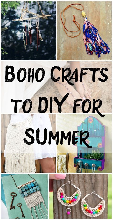 An awesome roundup of less usual boho crafts to DIY for summer! Summer Crafts For Adults To Sell, Diy Summer Craft Ideas For Adults, Easy Crafts For Adults Cheap, Summer Crafts For Teens, Hippie Crafts, Bohemian Diy, Bohemian Crafts, Boho Crafts, Summertime Crafts