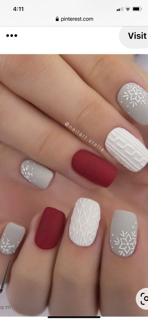 Short Simple Winter Nails, Winter Nails Short Simple, Nails Colors Winter, Winter Nails Short, Winter Nails Colors, Nails Short Simple, Simple Winter Nails, Winter Nail Color, Christmas Sweater Nails