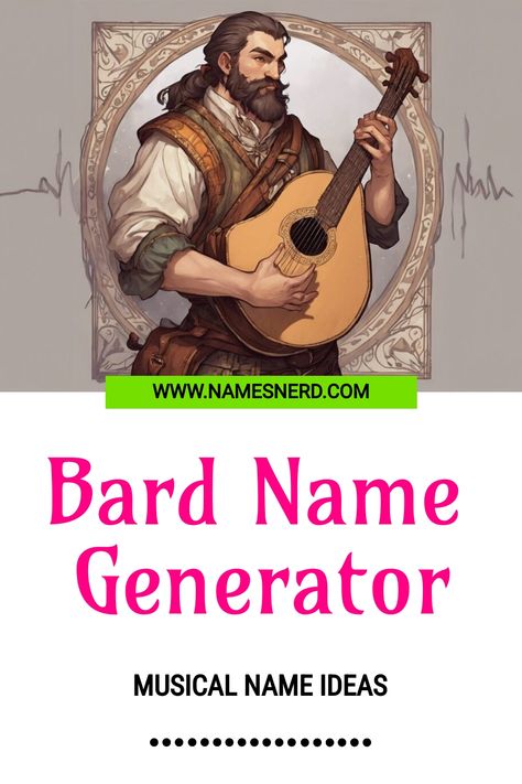 Strum up a tale with our Bard Name Generator. Whimsical, melodious names perfect for your storytelling adventurers. Bard Names Dnd, Dnd Name Generator, Dnd Bard Ideas, Bard Character Design, Dnd Names, Bard Dnd, Dnd Bard, Find Name, Moon Song