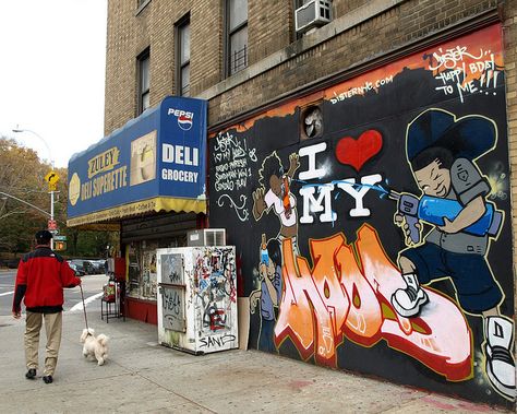 I LOVE MY HOOD Graffiti Mural, Washington Heights, New York City | by jag9889 Hood Graffiti, Manhattan Summer, Nyc Picture Ideas, Scenic Painting, Vagabond Shoes, Nyc History, New York Graffiti, Subway Map, My Hood