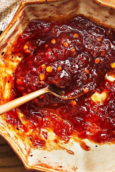 This Tamarind-Chile Jam recipe is the perfect condiment for roasted meats, fish, or vegetables, or even a cheese plate. #sauce #condiments #jamrecipes #hotjam #spicyjam #chilejam #marinaderecipes #charcuterieboards Chilli Pepper Recipes, Fig Jam Recipe, Gluten Free Fish, Three Ingredient Recipes, Fig Recipes, Jams And Jellies, Fig Jam, Tomato Ketchup, Roasted Meat