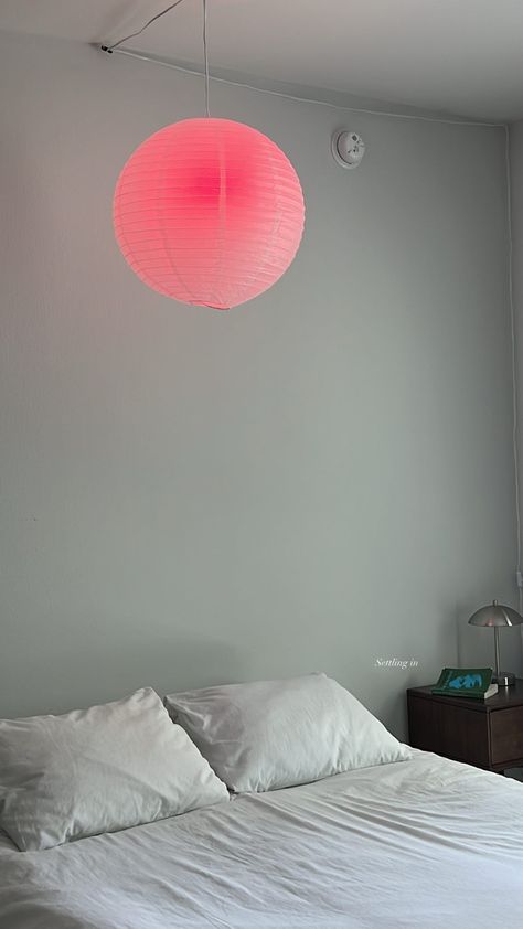 Paper Lantern Apartment, Paper Lamp Bedroom, Swag Light Bedroom, Rice Paper Lamp Bedroom, Bedroom Lighting Lamps, Paper Lantern In Bedroom, Hanging Paper Lanterns Bedroom, Lantern Lights Bedroom, Paper Lamp Shade