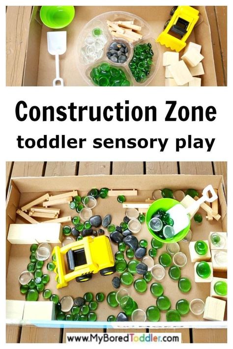 construction zone toddler small world sensory play - a fun small world play activity for toddlers - a great sensory bin for preschoolers and toddlers #myboredtoddler #constructionzone #construction #sensoryplay #sensorybin #sensorybins #sensoryfun #toddleractivity #toddleractivities #cars #trucks Sensory Bin For Toddlers, Sensory Play Toddlers, Construction Unit, Purposeful Play, Tuff Spot, Play Activity, Construction Activities, Fun Activities For Toddlers, Toddler Classroom