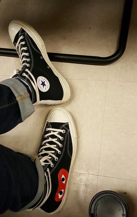 [WDYWT] Rocking CDG converse at jury duty. Converse Play Outfit, Chuck Outfits, Ct70 Converse, Cdg Outfit, Sneaker Ads, Converse Collab, Chucks Outfit, Mens Converse Outfit, Converse Cdg