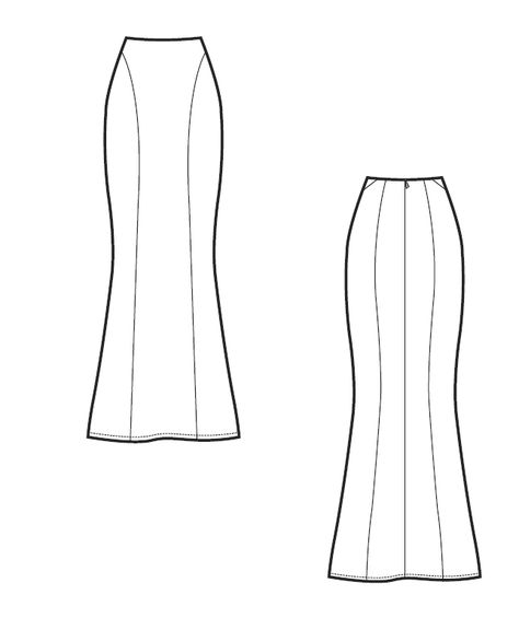 Just Patterns 1102 Yasmeen Skirt Downloadable Pattern Long Skirt Technical Drawing, Skirt Technical Drawing, Skirt Sketch, Skirts Sewing Patterns, Long Bodycon Skirt, Fashion Sketchbook Inspiration, Long Jean Skirt, Long Skirt Fashion, Bias Cut Skirt