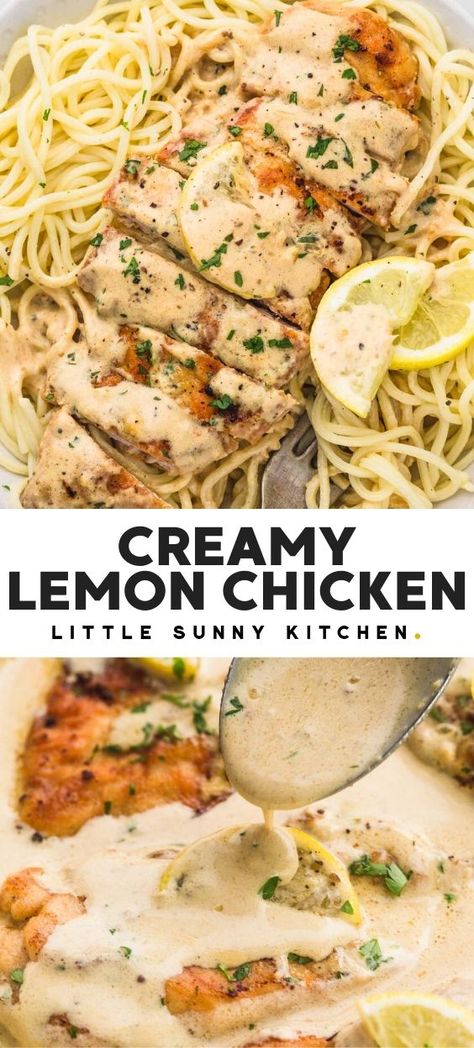 Easy Creamy Lemon Chicken, Creamy Lemon Chicken Recipe, Creamy Lemon Sauce, Chicken Smothered, Lemon Chicken Pasta, Over Mashed Potatoes, Creamy Lemon Chicken, Lemon Chicken Recipe, Boiled Egg Diet Plan