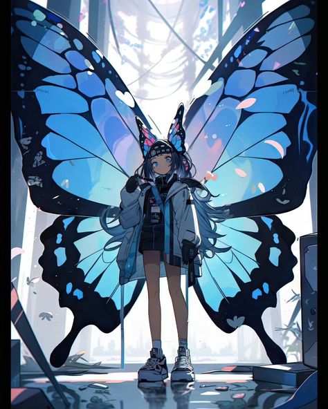 Butterfly Hero Costume Design, Oneshot Characters, Butterfly People, Fairy School, Mystical Pictures, Animation Drawing Sketches, Magic Anime, Winged Girl, Hybrid Art