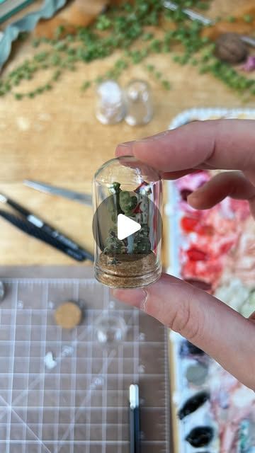 Lizzy Gass on Instagram: "Do you think this tiny little adventurer is returning home after a long journey, or perhaps off to visit a friend for tea? I love making up backstories for the creatures I paint, and I’d love to know what story you see in this glass dome! . . . . #watercolorpainting #miniatureart #glassdome" Long Journey, Mini Bottles, Glass Dome, Miniature Art, Glass Domes, Watercolor Paintings, Globe, Tea, Paint