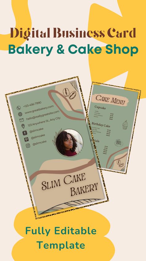 Bakery templates for modern online bakeries - modern marketing is online - dont wast money on printing business cards - use them digitally. Cake Business Cards, Online Bakery, Bakery Business Cards, Modern Marketing, Digital Business Card, Cake Business, Bakery Cakes, Printing Business Cards, Printing Business