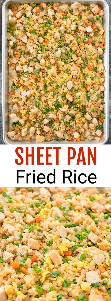 Baked Fried Rice, Pan Fried Rice, Healthy Fried Rice, Salmon Meal Prep, Making Fried Rice, Sheet Pan Suppers, Sheet Pan Dinners Recipes, Fried Rice Recipe, Paleo Dinner